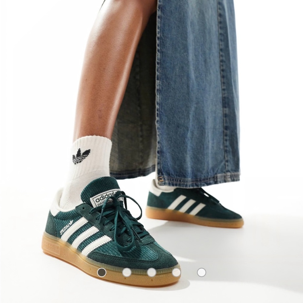Adidas Forest Green Sneakers with White Accents